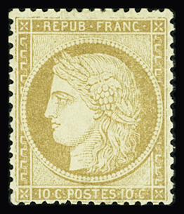 N°36 10c bistre-jaune, neuf *, très frais, TB. Signé