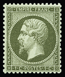 N°19a 1c vert-bronze, bon centrage, neuf **, TTB. Signé