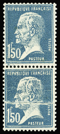 N°181 1f50 Pasteur, variété impression sur raccord