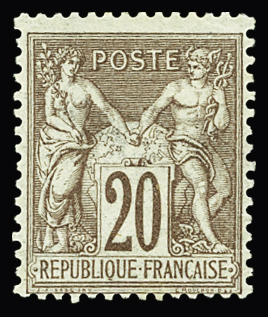 N°67 20c brun-lilas, neuf *, TB. Signé Calves
