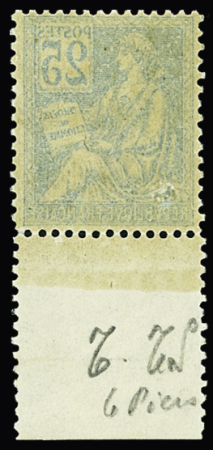 N°118b 25c bleu, variété impression recto-verso, bdf,
