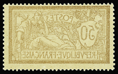 N°120 50c brun et gris, variété impression recto-verso,
