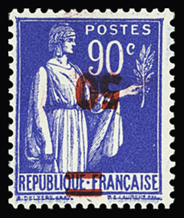 N°482a variété surcharge renversée, neuf **, TB. Signé