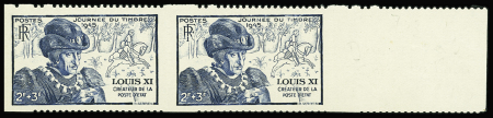 N°743 Louis XI, variété dentelure incomplète en paire