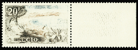 N°981 20f Ajaccio, variété impression très dépouillée,