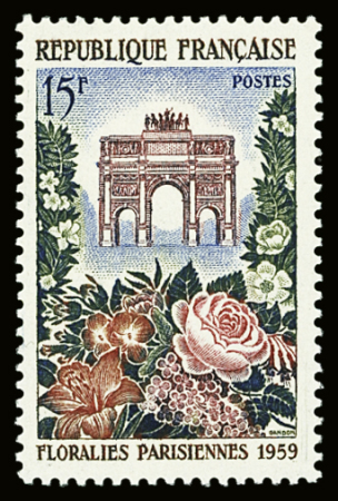 N°1189 15f Floralies, variété Arc de Triomphe bleu