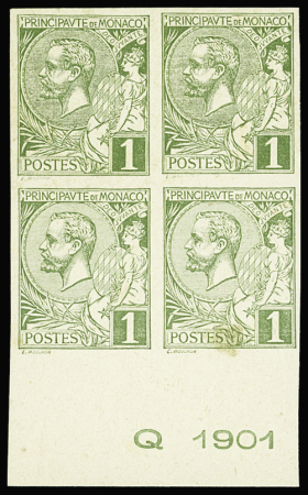 N°11a 1c NON DENTELE en bloc de 4 avec repère Q 1901,
