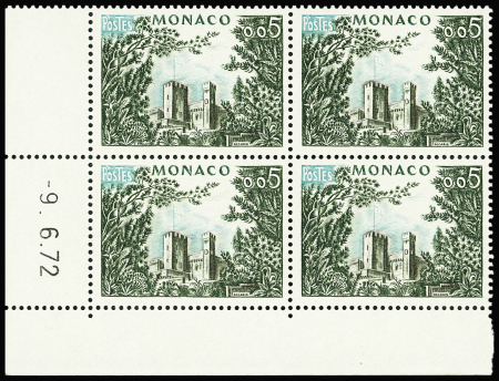 N°538 variété "Postes" en bleu au lieu de vert, bloc