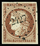 N°6A 1f rouge-brun, obl. PC 2427 (Pézenas, Hérault),