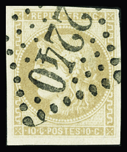 N°43Ab 10c bistre verdâtre, obl. GC 2240 (Marseille,