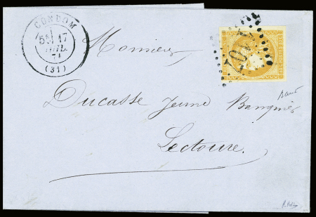 N°48j 40c jaune-orange, obl. GC sur lettre de Condom,