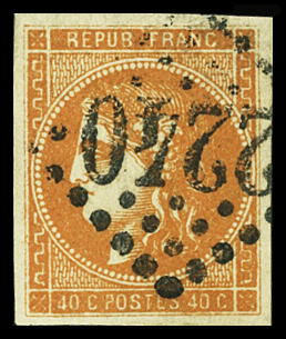 N°48 40c orange très foncé, obl. GC 2240 (Marseille,