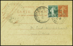 28/29.9.1926 Paris Nazipetrovsk (URSS) par les frères Arrachart. Entier carte postale semeuse avec arrivée au recto (Muller n°157 - Nierinck n°260929)