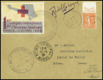 N°199 OBL Orly (18.5.29) sur lettre pour Reims avec vignette Croix-Rouge du 1er congrès international de l'aviation sanitaire Paris 15-20 mai 1929 et signature