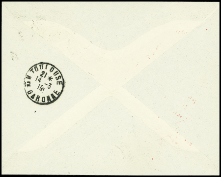 COLLECTION DE LETTRES DE LA LIGNE MERMOZ Maroc n°66 OBL Casablanca (12.3.1919) sur env. témoin sans adresse avec cachet rect rouge