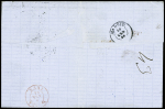 N°22 + 23 OBL étoile 1 + CAD octogonal de levée exceptionnelle "J Paris J (60) * E1" (1864) sur lettre pour Madrid. TB