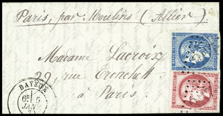 N°45 + 49 OBL GC 357 + T17 Bayeux (5 janv 71) sur Boule de Moulins. TB