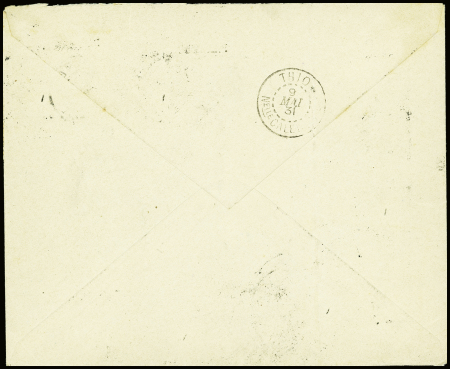 Nouvelle Calédonie n°124 + 13a + 147 + 148, 2 pièces + 141 + 154 avec petite surcharge "par avion" OBL Nouméa (9.5.1931) sur lettre pour Thio