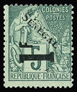 N°7 1f s. 5c vert, TB