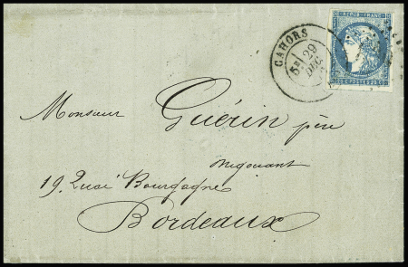 N°44A 20c bleu, T I, R I, obl. GC 693 et càd sur le timbre T17 CAHORS 29/12/70 s. LSC, TB