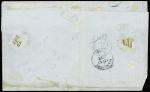 N°28B 10c bistre, MOITIE en diagonale et N°37 20c. bleu, obl. GC 684 s. LSC, càd T16 BUZANCY 12/9/71, arr. LIANCOURT 13/9, TB