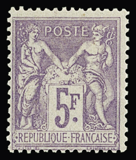 N°95 5f violet sur lilas, neuf *, TB