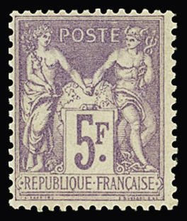 N°95 5f violet sur lilas, neuf *, TB