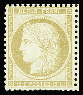 N°59 15c bistre, amorce de voisin ou bdf, neuf *, frais et TTB