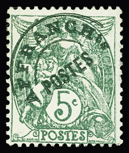 N°41c 5c vert, surch. VERTE, neuf sans gomme,TB