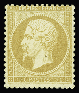 N°21 10c bistre, neuf *, inf. trace de ch., TB