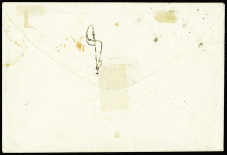 N°5 40c orange, PAIRE obl. ETOILE s. Env., càd Rouge (2) Bau CENTRAL (2) PARIS 6/8/52 et càd Rouge PAID 7/8, TB