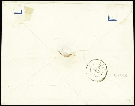 N°5 40c orange, PAIRE oblitérée PC 2487 s. Env., Cursive 1/PONCIN, càd T15 CERDON 5/10/54, arrivée càd T15 NANTUA 6/10, TB. C