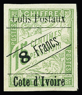 COLIS-POSTAUX N°17 8f. s. 15c. vert, neuf *, TB