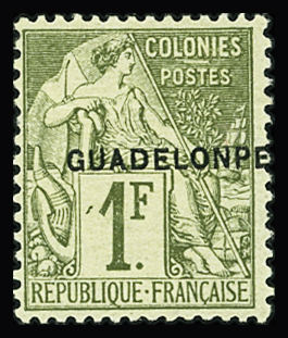 N°26c 1f olive, GUADELONPE, neuf *, TB