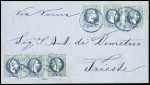 N°4 10sld bleu (2 BANDES de 3) obl. càd SAMSUN 24/10 s. LSC, passage CONSTANTINOPEL 27/10, arr. TRIEST 2/11, TB