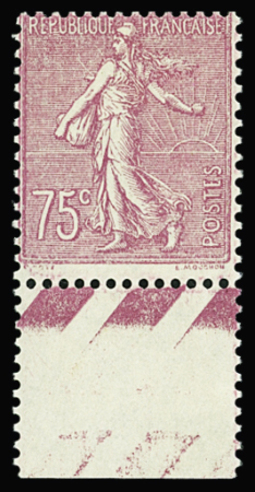 N°202a Semeuse Lignée, 75c lilas-rose, T II, bdf, neuf **, TB