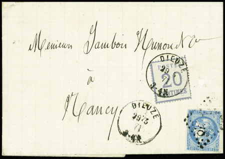 Affranchissement Mixte avec France N°6 20c bleu obl.