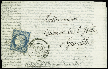 N°37 obl. Etoile s. Agence HAVAS Edition Française, càd PARIS 29/10/70, arr. GRENOBLE 6/11, TB. LE FULTON