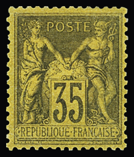 N°93a 35c violet noir sur orange, neuf *, forte ch. mais très bon centrage, TB