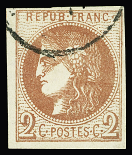 N°40Ba 2c rouge-brique, R II, obl., TB