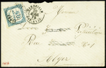 N°7 40c bleu obl. càd ALGER 22/4/75 s. Env. avec càd MARSEILLE BAT A VAP 20/4, TTB