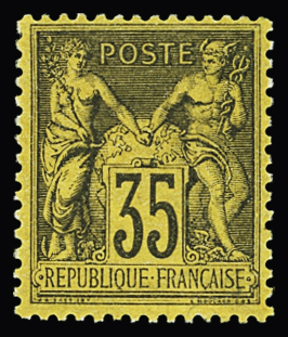 N°93 35c violet-noir sur jaune, neuf *, forte ch. mais bien centré, TB