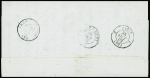 N°28A 10c bistre (2) obl. ETOILE évidée s. LAC de MACON du 27/10/69, càd GARE de MACON, timbres obl. au passage à PARIS 28/10, Amb. PARIS A GIVET 28/10
