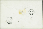 N°10 25c bleu, PAIRE obl. ROULETTE de GROS POINTS (frappe légère) sur Env., càd PARIS 14/4/54, arr. FRANCFORT, TB, cote Maury
