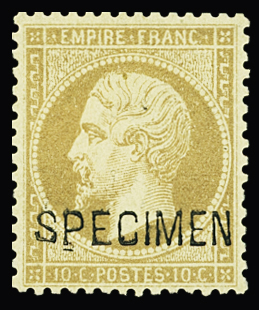 N°21c 10c bistre, surch. SPECIMEN, neuf *, forte ch., TB