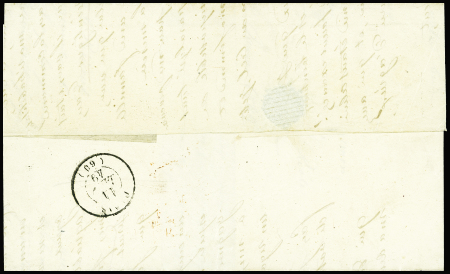 N°3 20c noir sur jaune obl. càd T13 CADILLAC 12 janv 1849 répété à côté et Plume s. LAC adressée à Monsieur Louis Napoléon BONAPARTE, Président de la République Française