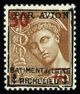 N°1 50 sur 75c. brun-rouge, BATIMENT de LIGNE RICHELIEU, neuf **, TB
