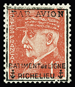 N°2 1f. rouge, BATIMENT de LIGNE RICHELIEU, neuf **, TB