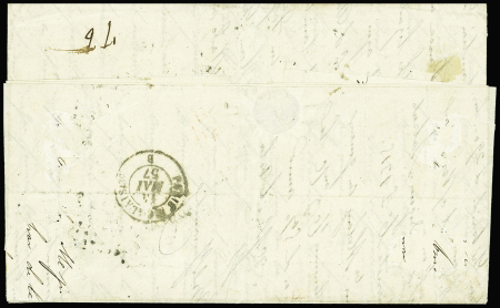 N°17Ad 80c VERMILLONNE, BANDE de 3 obl. Losange s. LAC, càd PARIS 14/5/57, passage LONDON 15/5 pour COBIJA BOLIVIE, combinaison Superbe
