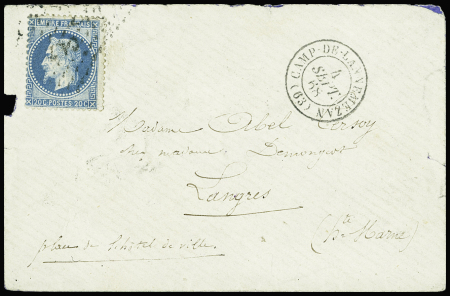 N°29B 20c bleu, T II, obl. Los. CLZ s. Env., càd CAMP-DE-LANNEMEZAN 4/9/68, ind. 31, Superbe